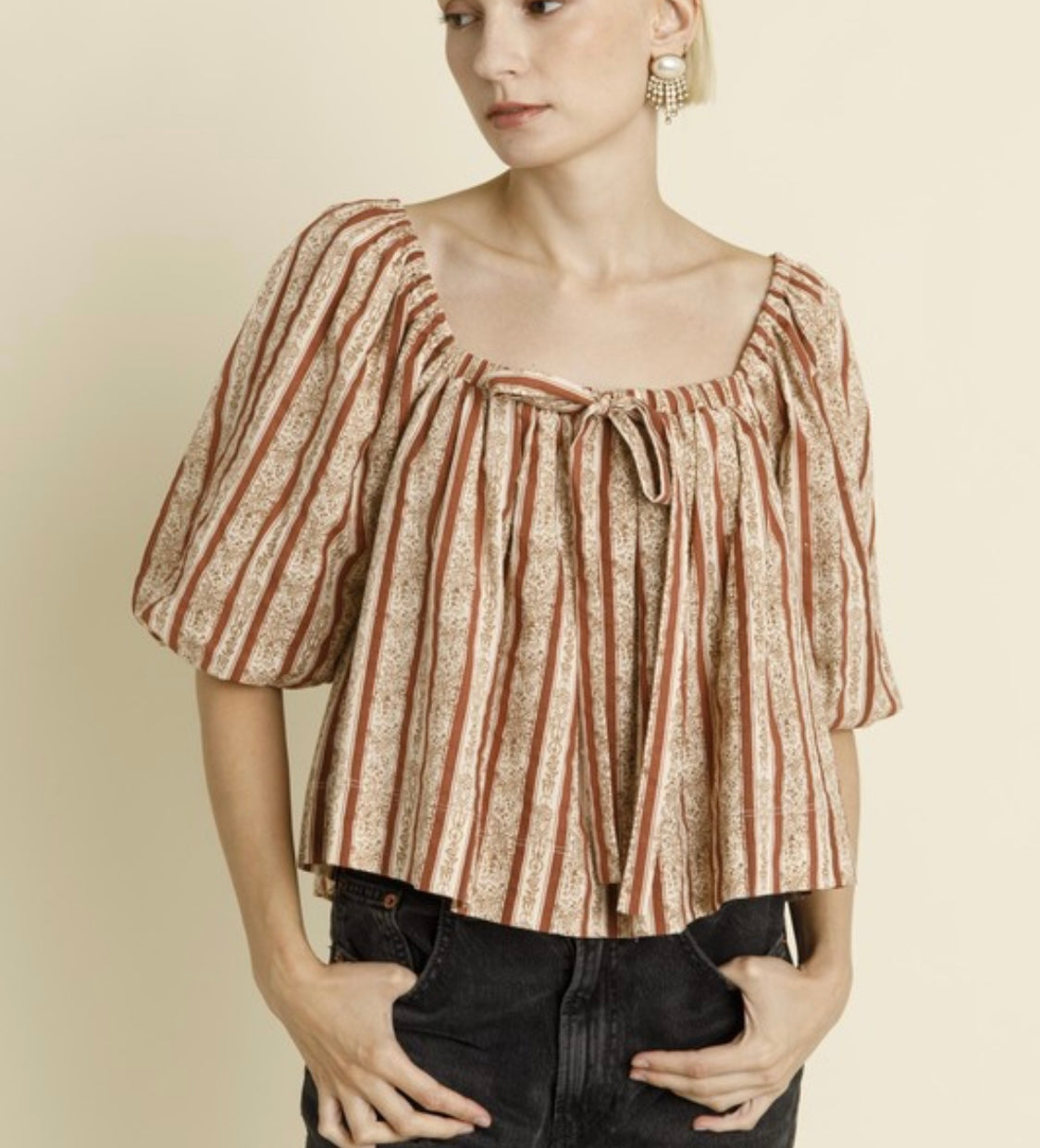 Striped Peasant Top