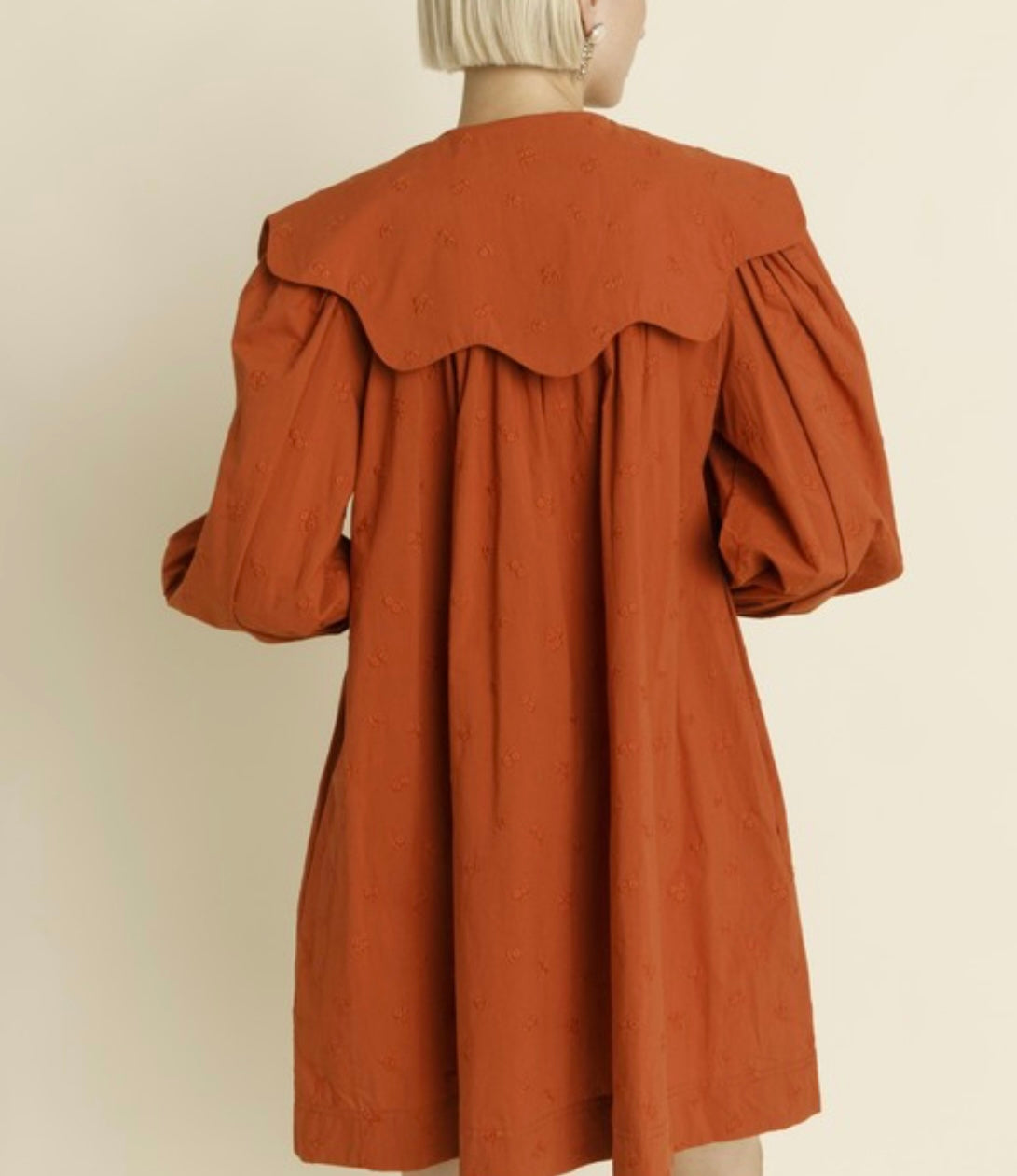 Terracotta Scallop Collar Mini Dress