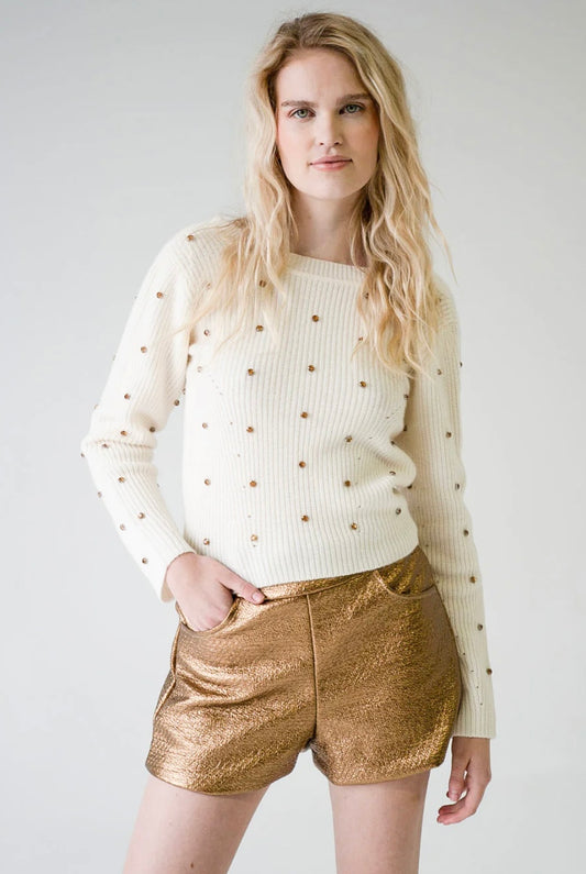 Never A Wallflower Amy Gold Coated Shorts