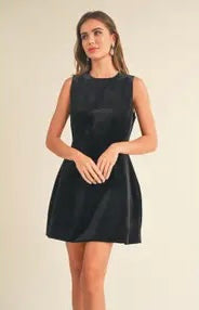 Velvet Pleated Coctail Dress Black