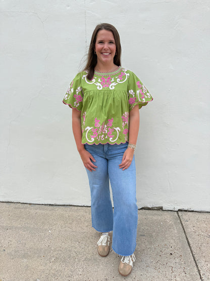 SS Embroidery Detail Top