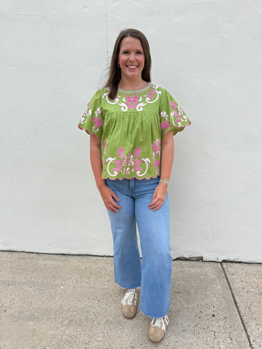 SS Embroidery Detail Top