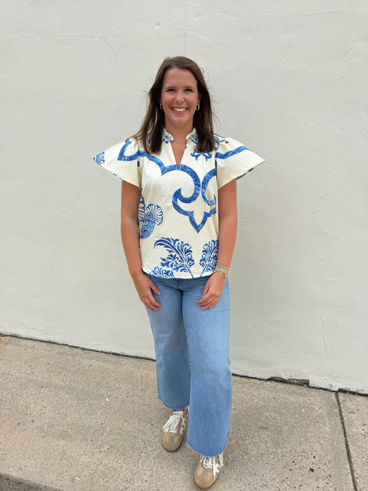 Iris Blue Fresco Top