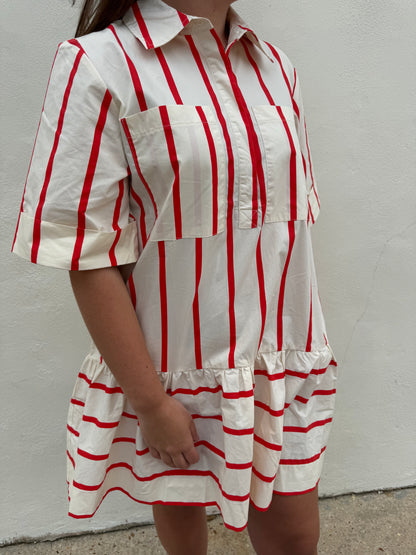Collar Neck Short Sleeve Mini Dress