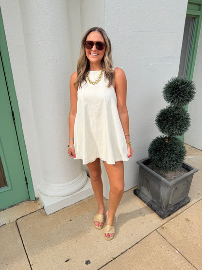 Cream Twill Romper Off White