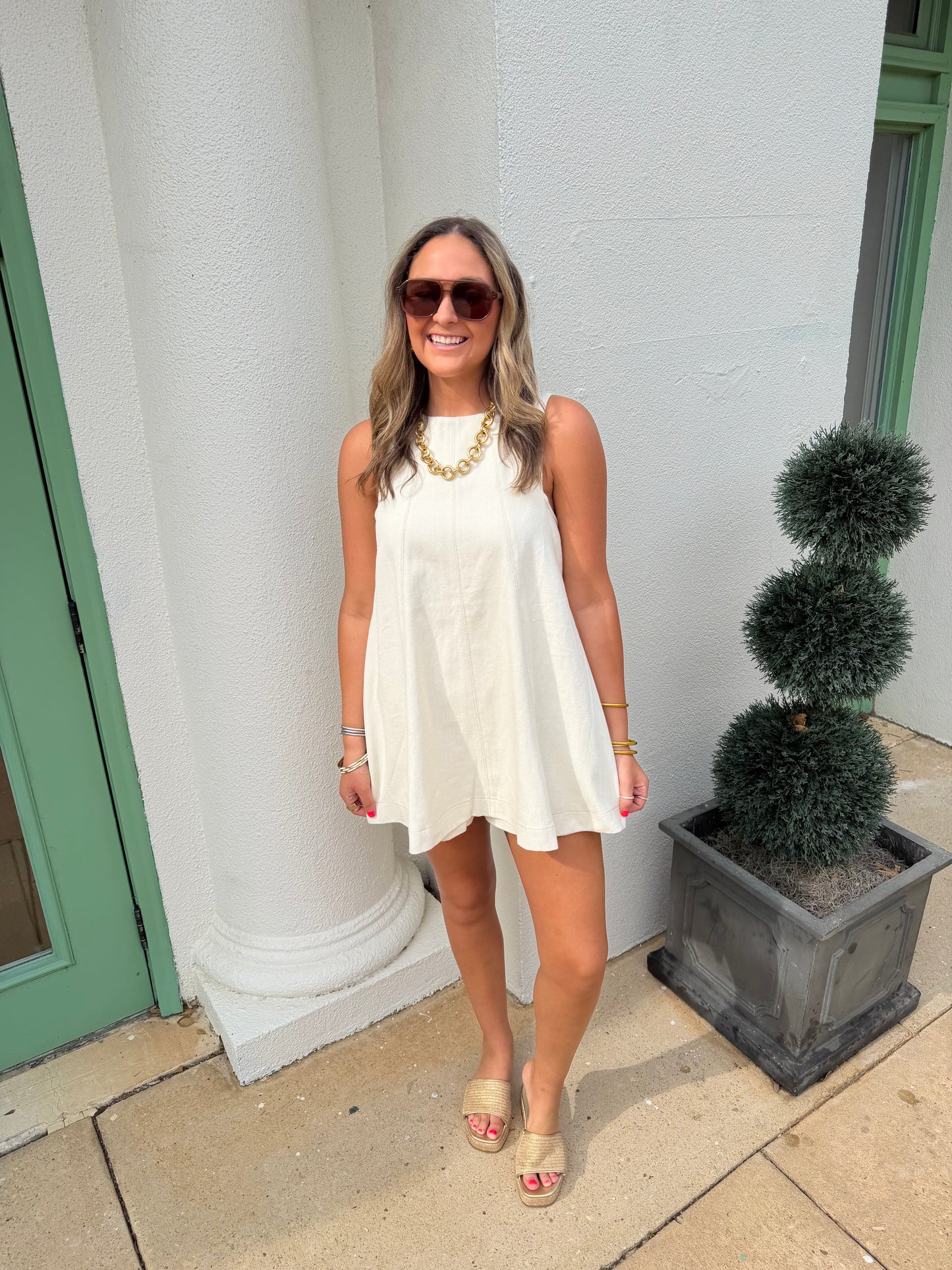Cream Twill Romper Off White