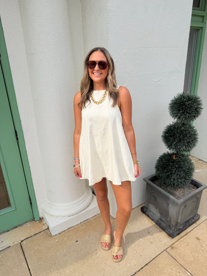 Cream Twill Romper Off White
