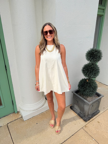Cream Twill Romper Off White