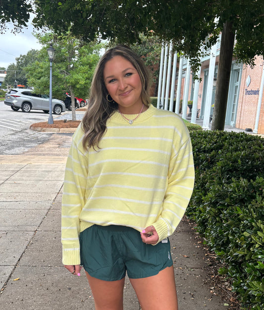 Lemon Stripe Cotton Oversized Sweater