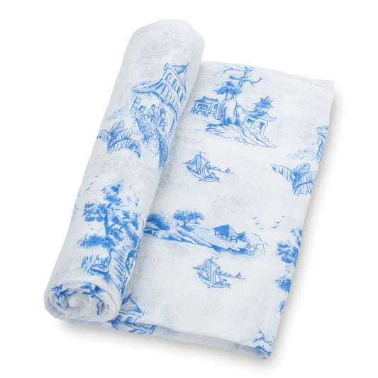 Chinoiserie swaddle blanket