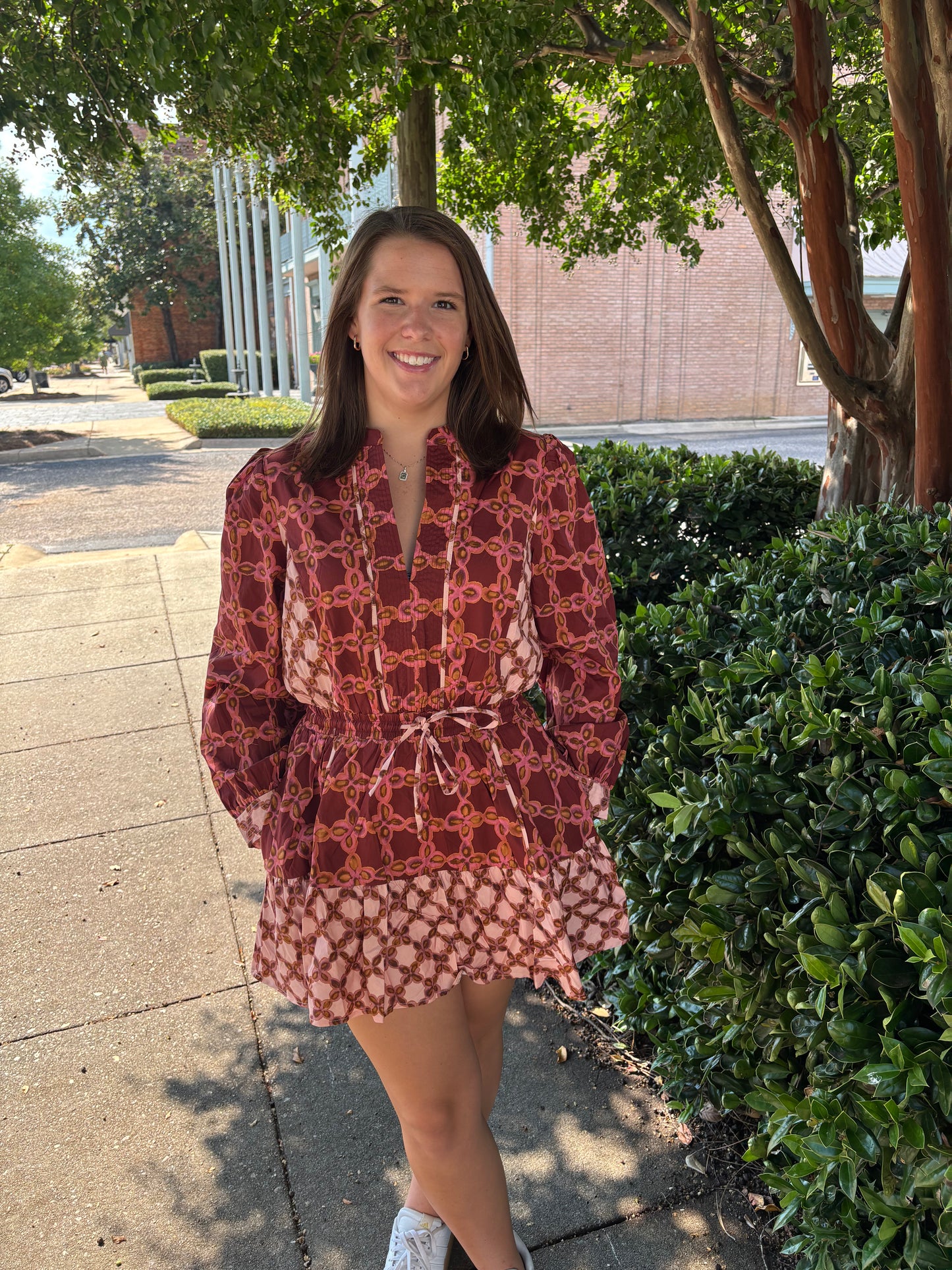 Printed Color Block Mini Dress