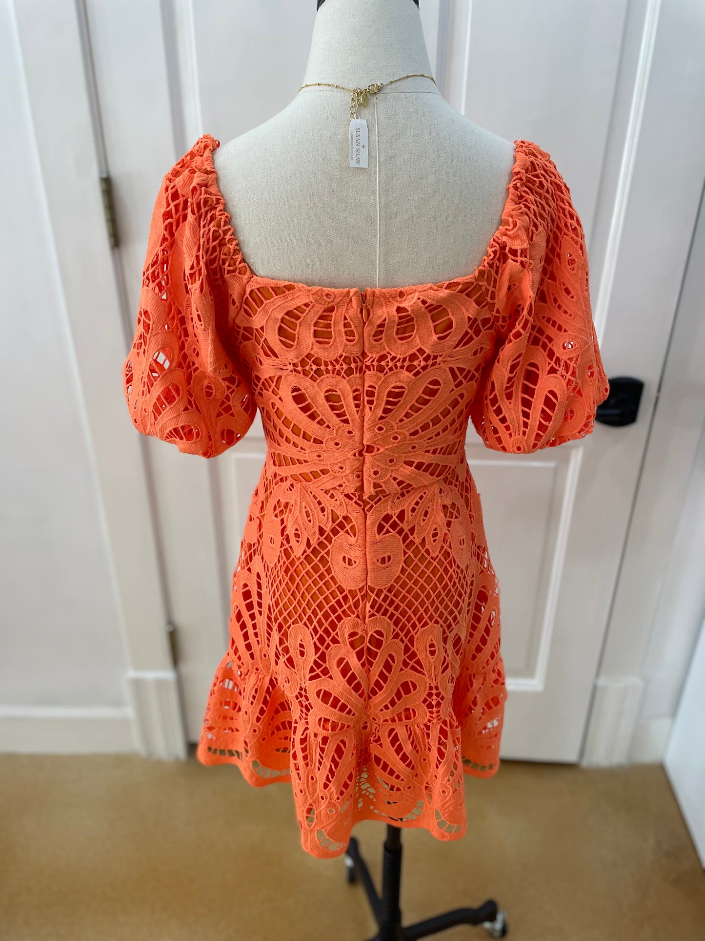 Orange Lace Mini Dress