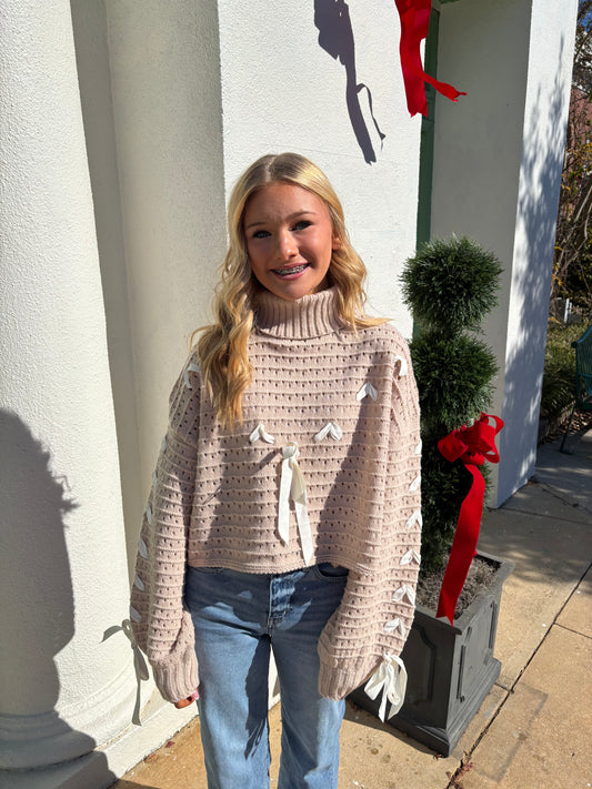 Beige Bow Sweater