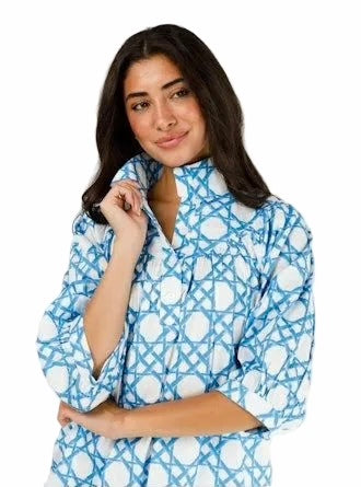 Avie Top in Coastal Cane Blue