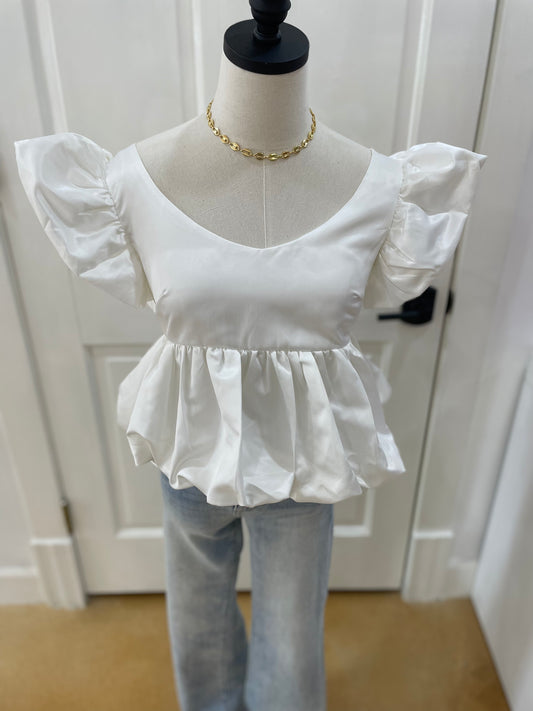 Satin White Babydoll Top