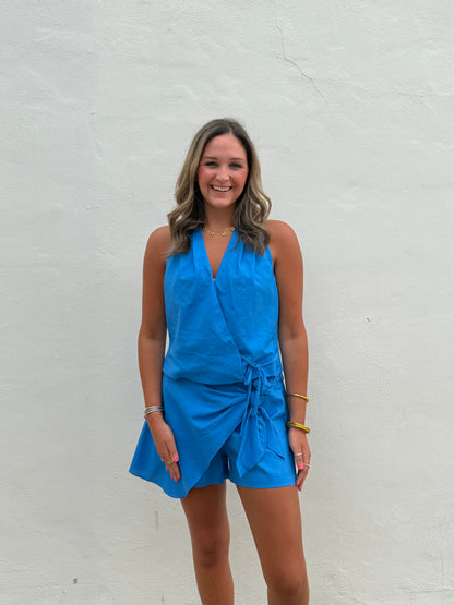 Hayley Wrap Top in Blue
