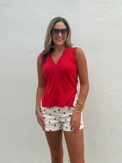 Kelly Knit Top in Red