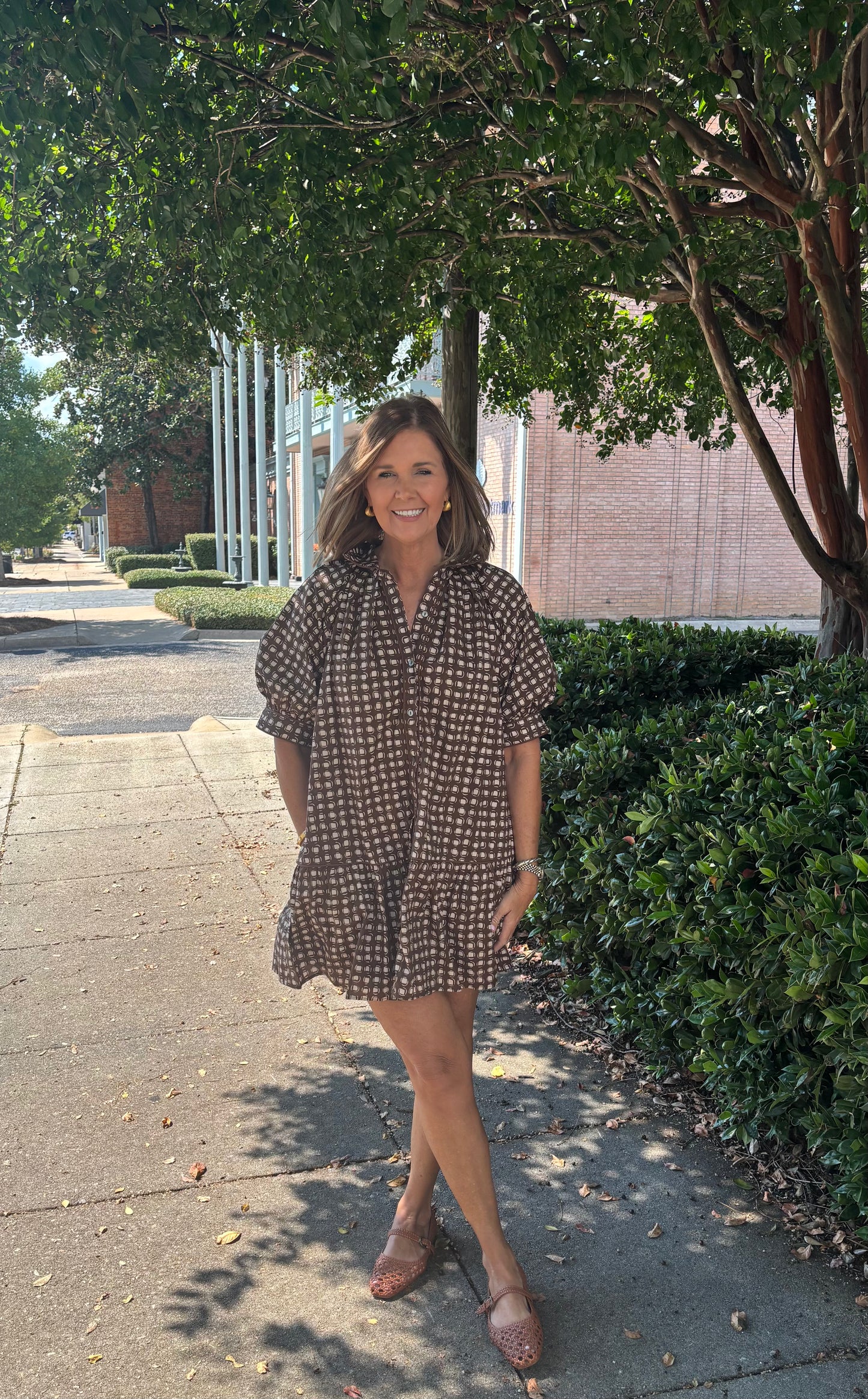 Chocolate/Tan Drop Waist Dress