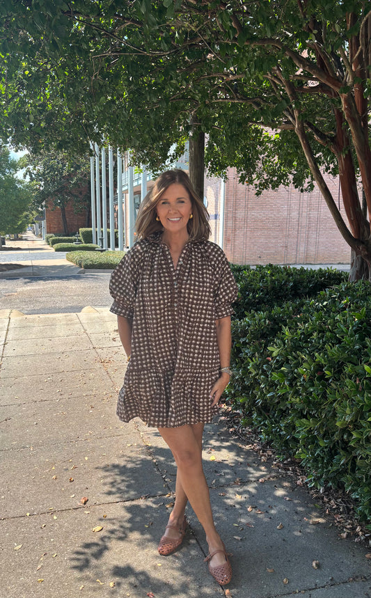 Chocolate/Tan Drop Waist Dress