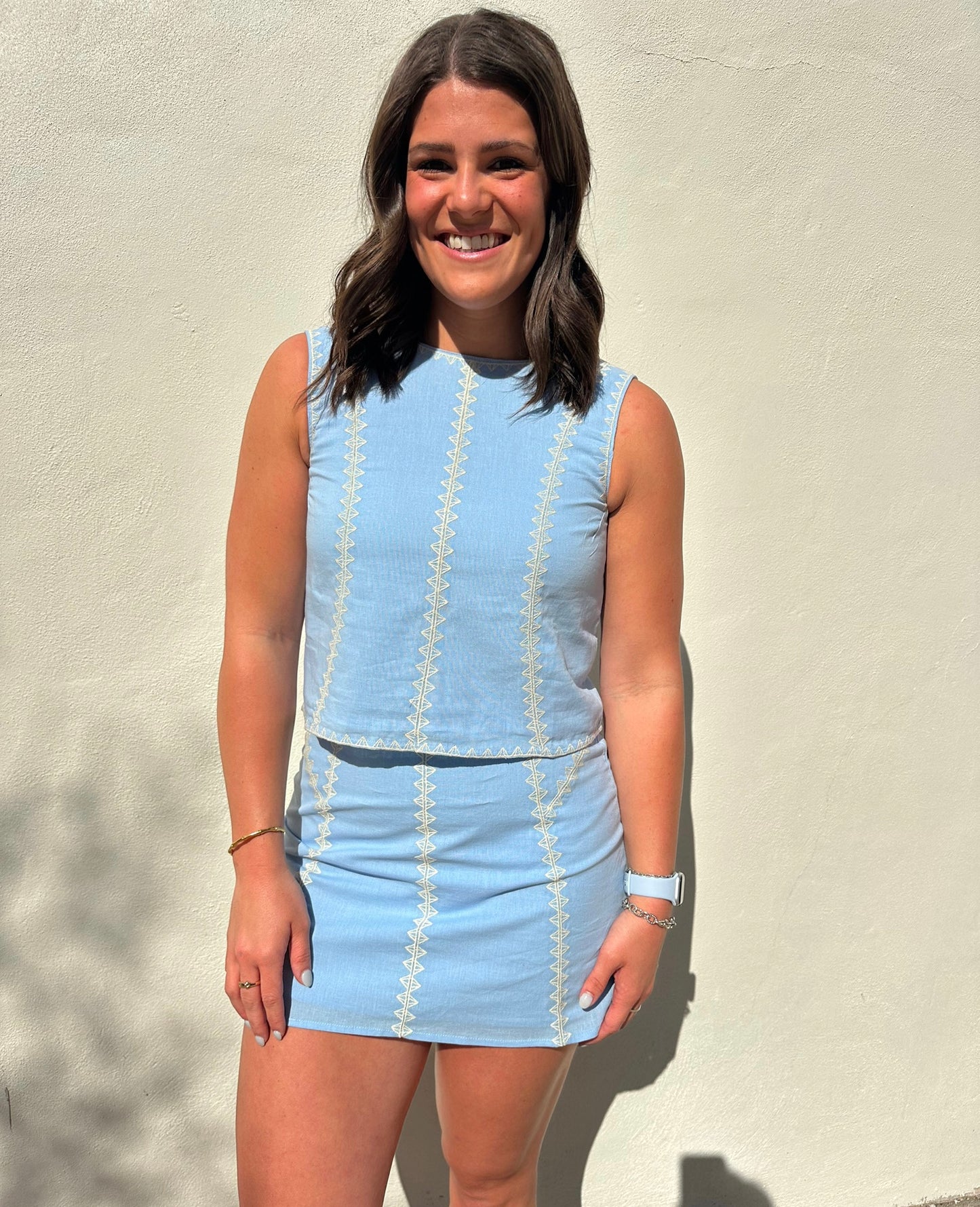 Stitch Detail Top and Skirt