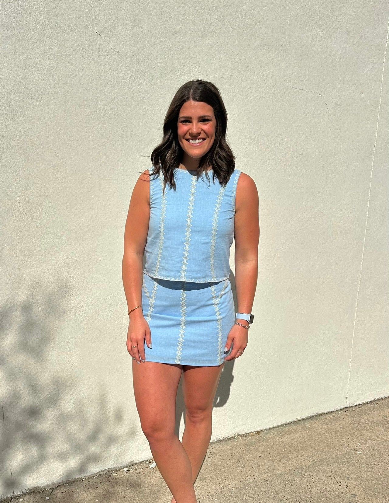 Stitch Detail Top and Skirt