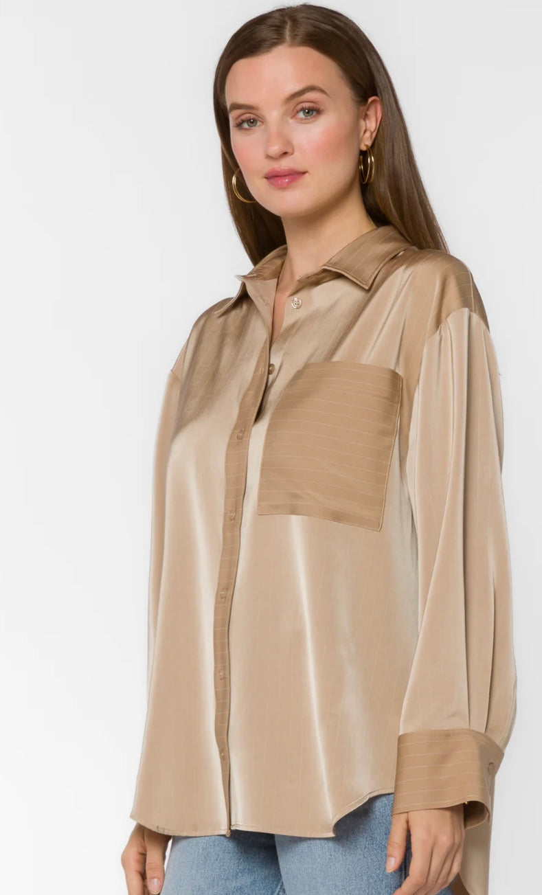 Sutton Long Sleeve Taupe Stripe
