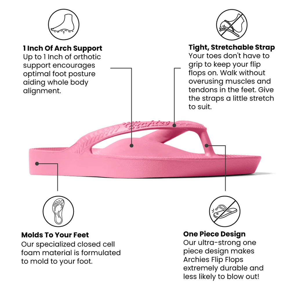 Hot Pink Archies Arch Support Flip Flops