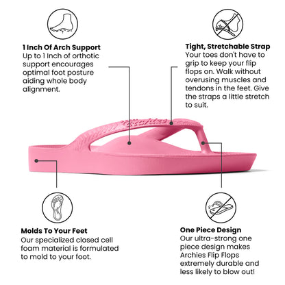 Hot Pink Archies Arch Support Flip Flops