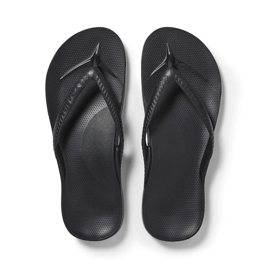 Archies Black Arch Support Flip Flops