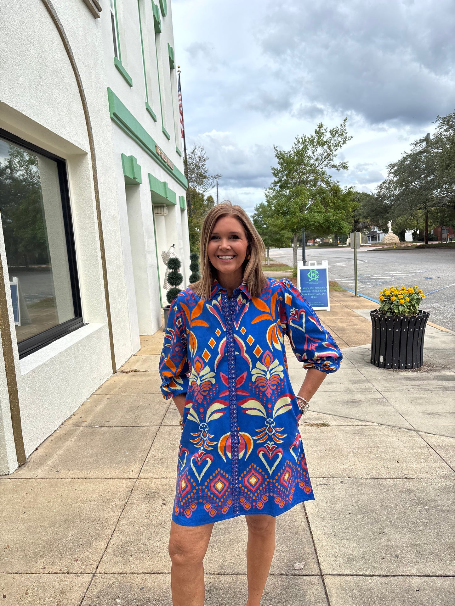 Cobalt Ikat Dress