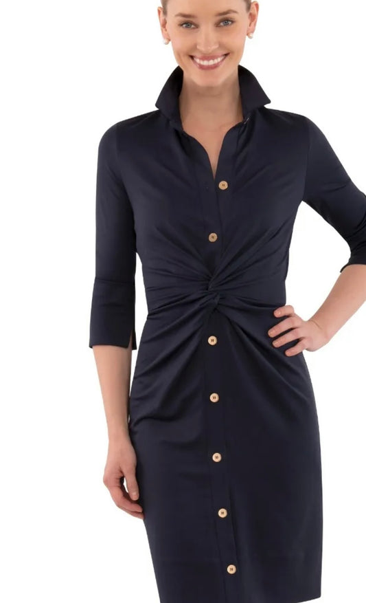 Gretchen Scott Twist & Shout Dress Navy