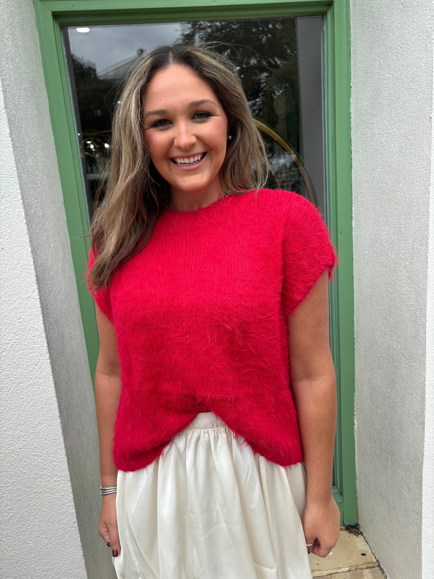 Mohair Sweater Vest in Red