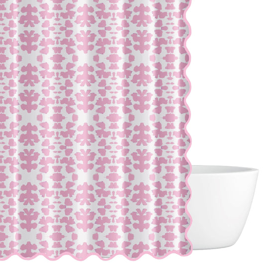 Laura Park Chintz Pink Scalloped Shower Curtain