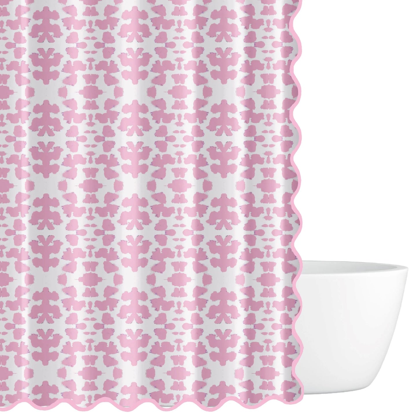 Laura Park Chintz Pink Scalloped Shower Curtain