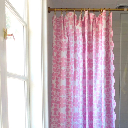 Laura Park Chintz Pink Scalloped Shower Curtain