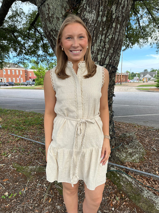 Genny Textured Sleeveless Shirt Mini Dress