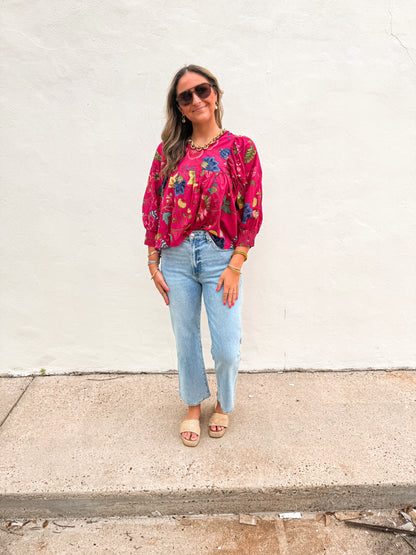 Anjou Top O/S - Fuschia