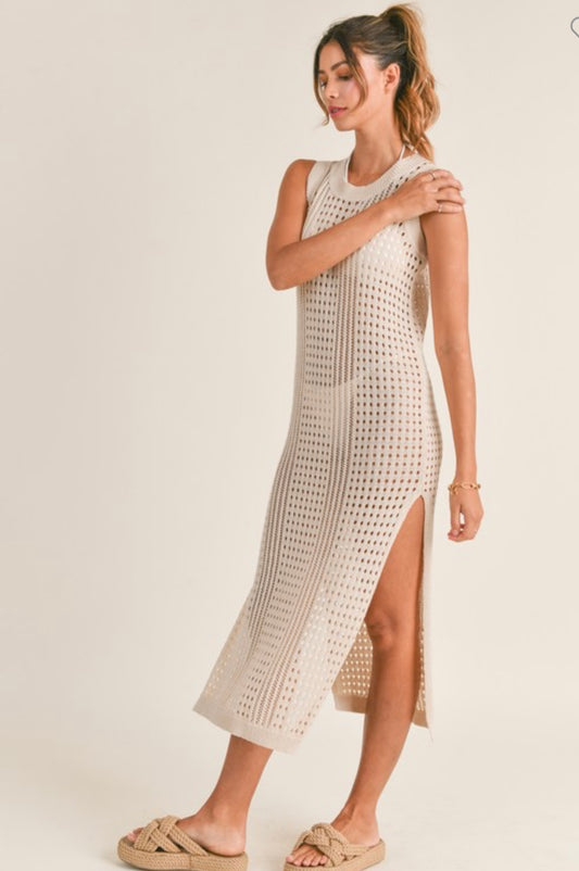 Crochet Midi Dress Cream