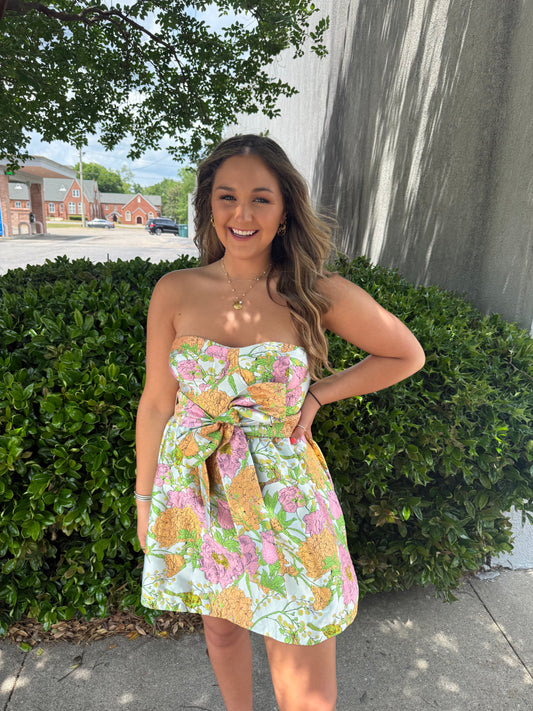 Spring Garden Tube Mini Dress