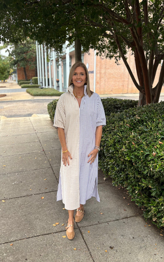 Blakely Almond Stripe Dress