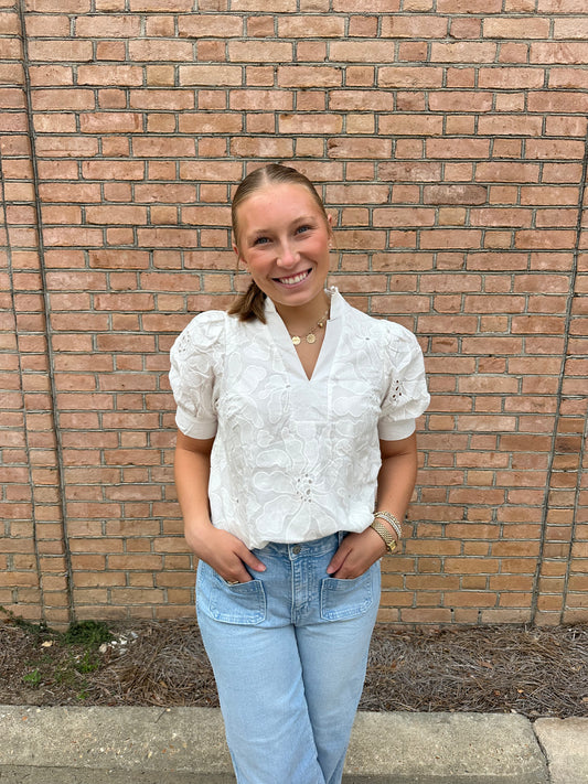 White Detailed Blouse