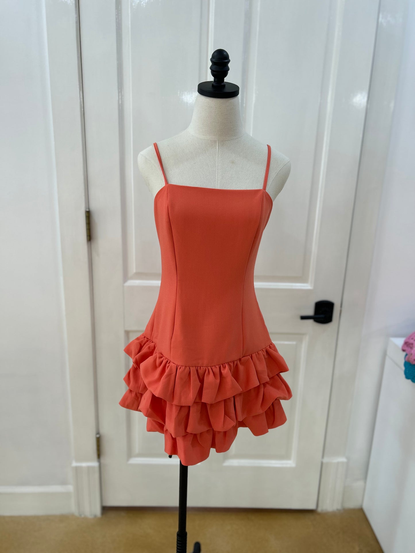 Lucy Ruffle Bottom Dress Orange