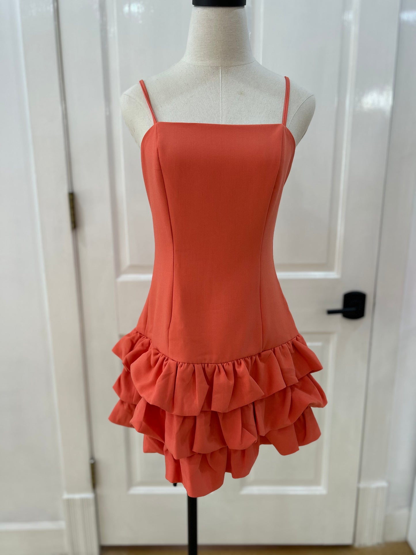 Lucy Ruffle Bottom Dress Orange