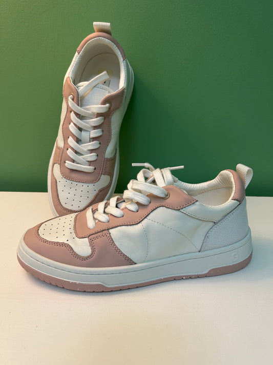 Gadol White and Pink Leather Sneakers