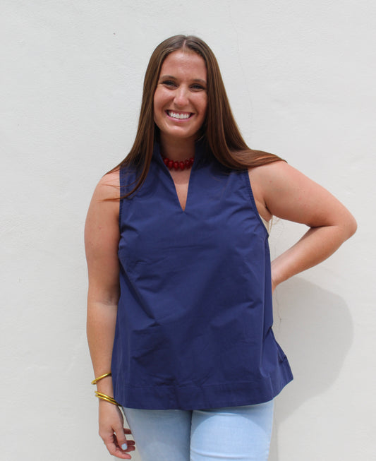 Navy Sleeveless Top