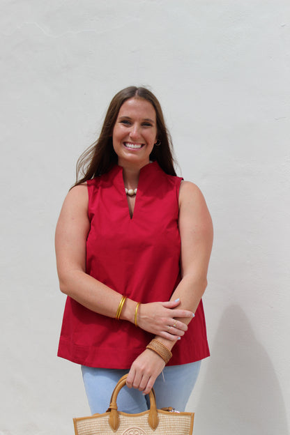 Crimson Sleeveless Top