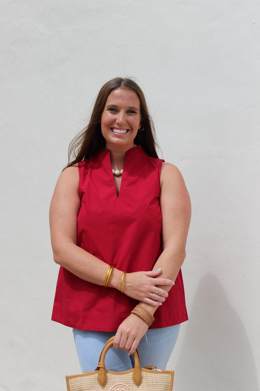 Crimson Sleeveless Top
