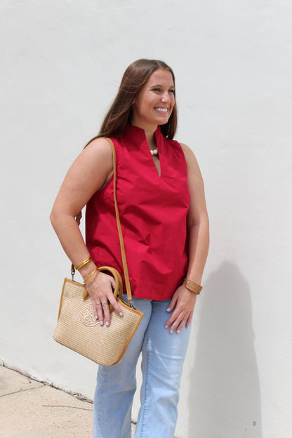 Crimson Sleeveless Top