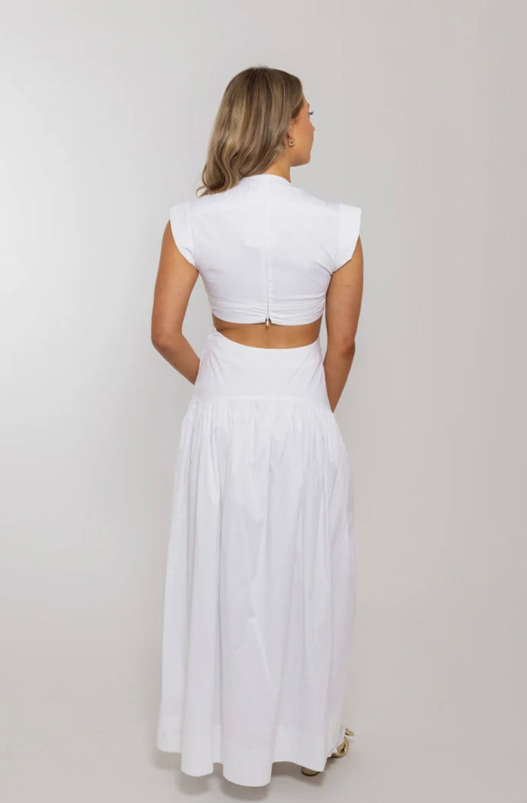 Solid Poplin Knot Cut Out Maxi White Karlie