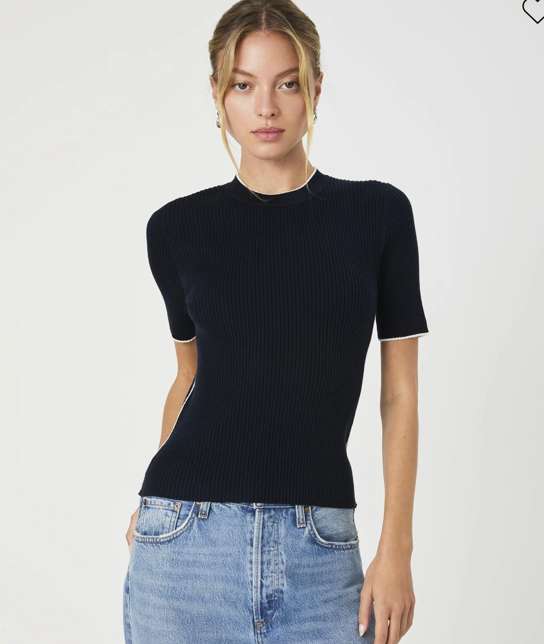 Mozza Short Sleeve Jumper Marine/Porcelain Cream